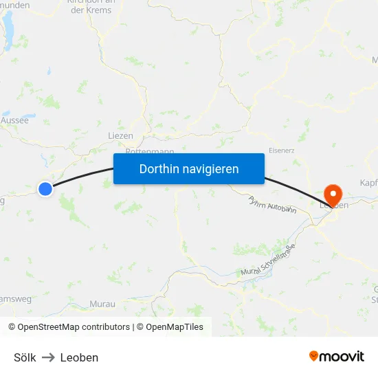 Sölk to Leoben map