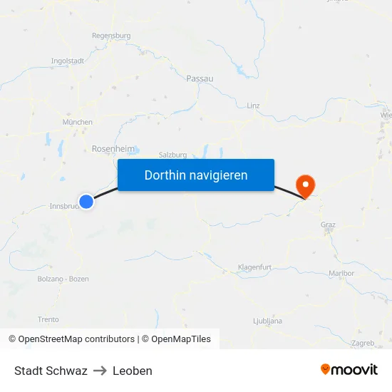 Stadt Schwaz to Leoben map