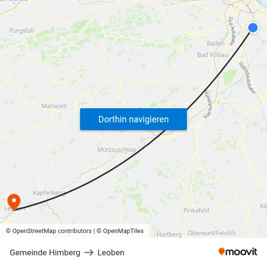 Gemeinde Himberg to Leoben map