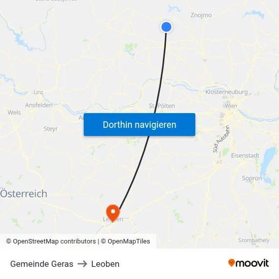 Gemeinde Geras to Leoben map