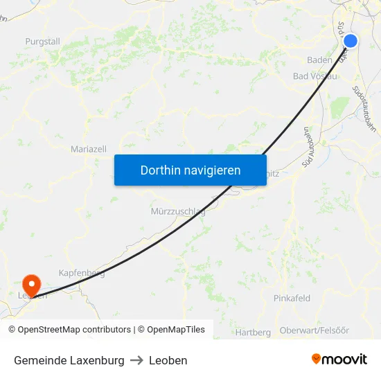 Gemeinde Laxenburg to Leoben map