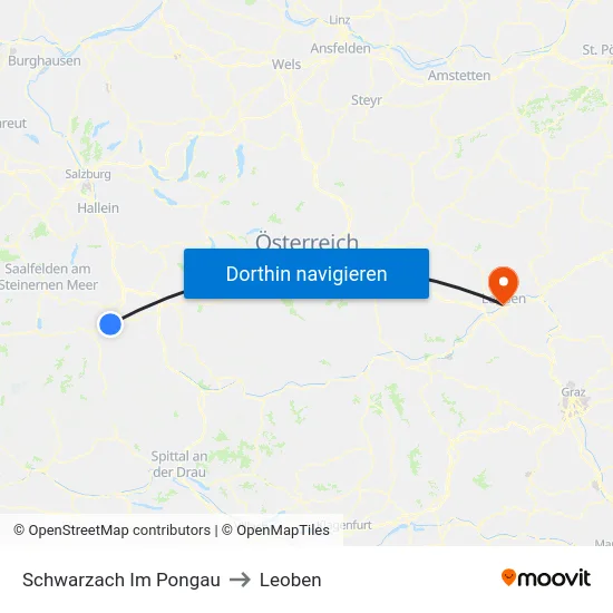 Schwarzach Im Pongau to Leoben map