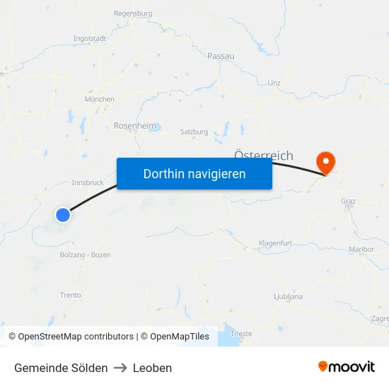 Gemeinde Sölden to Leoben map