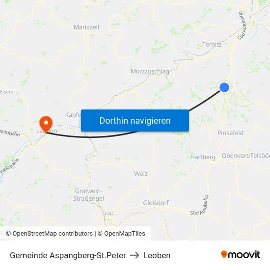 Gemeinde Aspangberg-St.Peter to Leoben map
