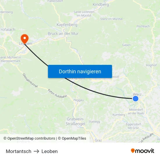 Mortantsch to Leoben map