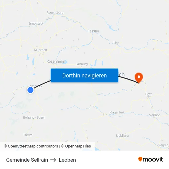 Gemeinde Sellrain to Leoben map