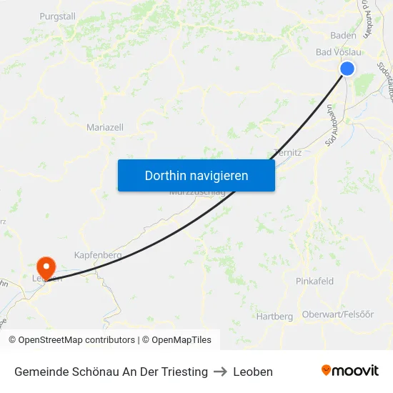 Gemeinde Schönau An Der Triesting to Leoben map