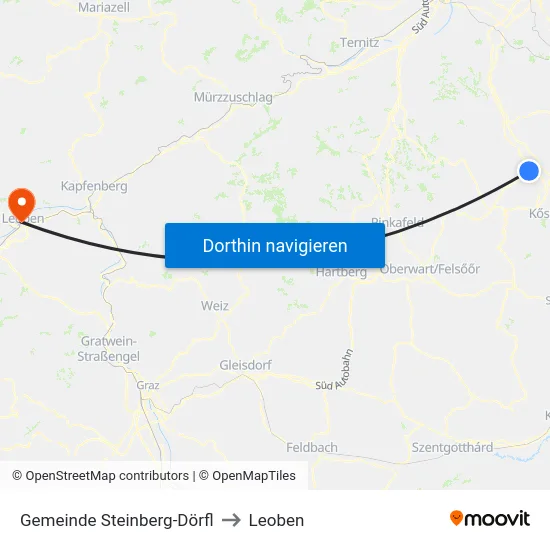 Gemeinde Steinberg-Dörfl to Leoben map