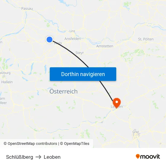 Schlüßlberg to Leoben map