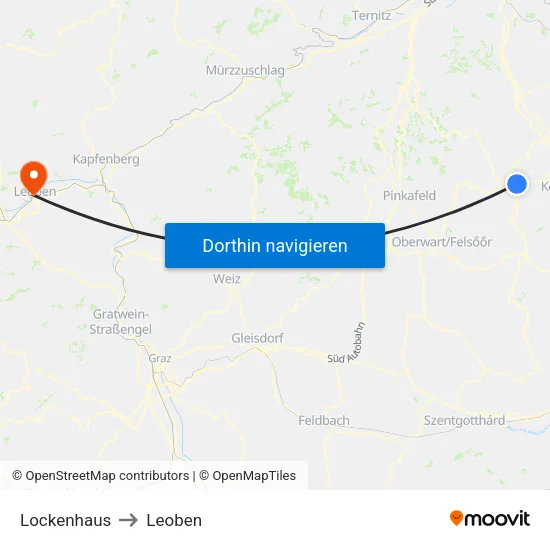 Lockenhaus to Leoben map