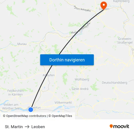 St. Martin to Leoben map