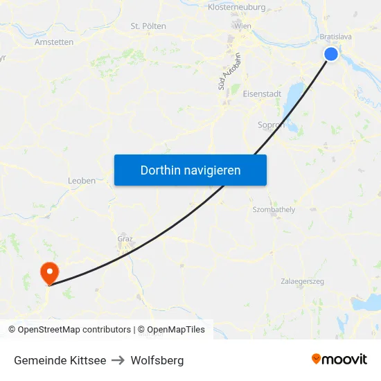 Gemeinde Kittsee to Wolfsberg map