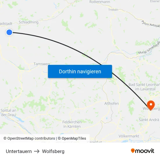 Untertauern to Wolfsberg map