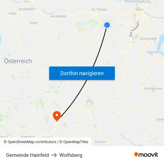 Gemeinde Hainfeld to Wolfsberg map