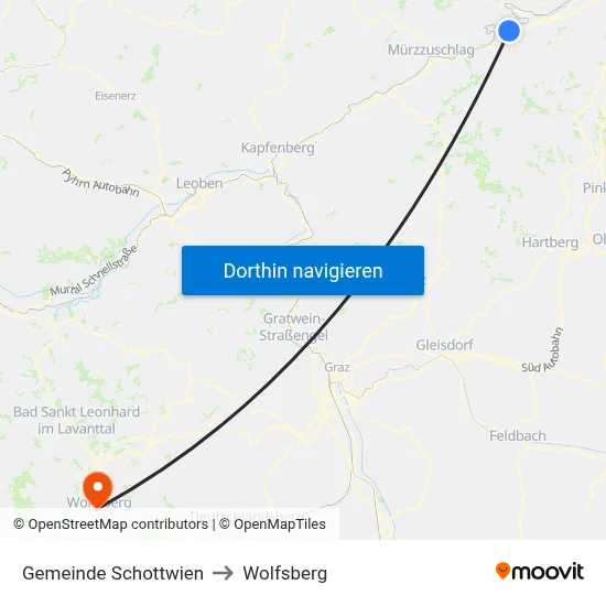 Gemeinde Schottwien to Wolfsberg map
