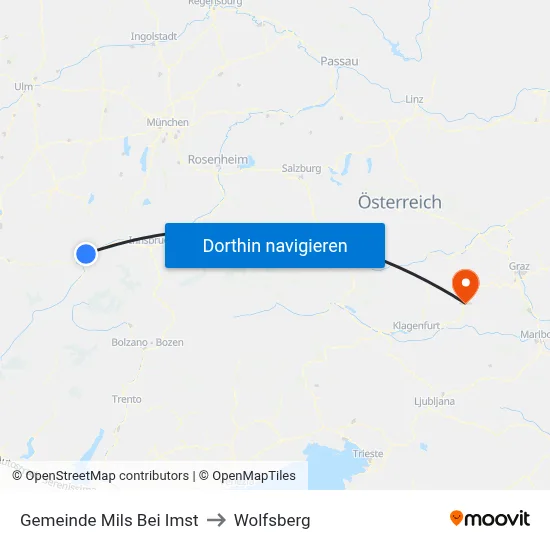 Gemeinde Mils Bei Imst to Wolfsberg map