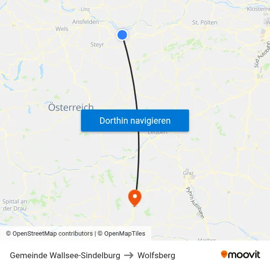 Gemeinde Wallsee-Sindelburg to Wolfsberg map