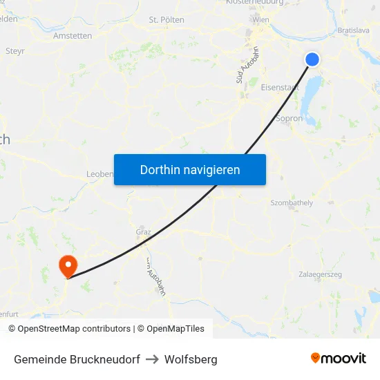 Gemeinde Bruckneudorf to Wolfsberg map