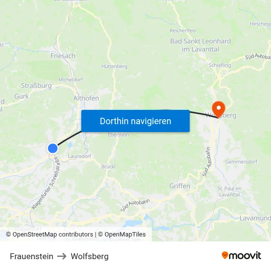 Frauenstein to Wolfsberg map