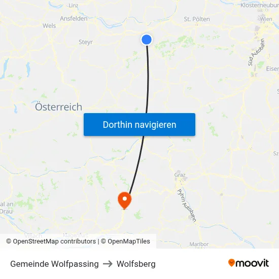 Gemeinde Wolfpassing to Wolfsberg map