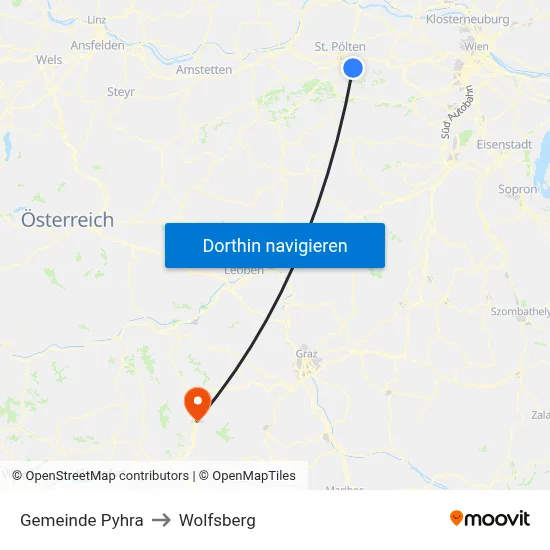 Gemeinde Pyhra to Wolfsberg map