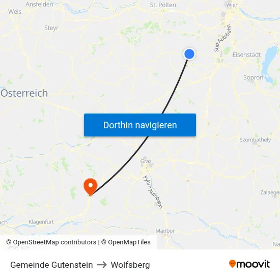 Gemeinde Gutenstein to Wolfsberg map