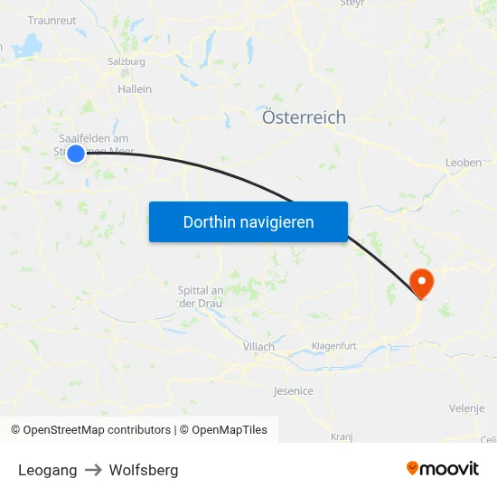 Leogang to Wolfsberg map