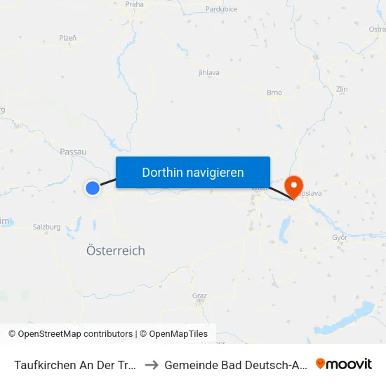 Taufkirchen An Der Trattnach to Gemeinde Bad Deutsch-Altenburg map