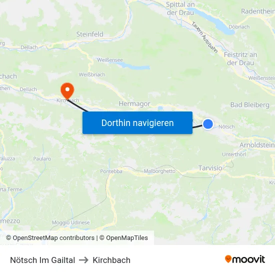 Nötsch Im Gailtal to Kirchbach map