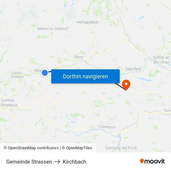 Gemeinde Strassen to Kirchbach map