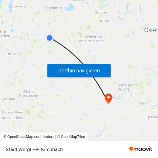Stadt Wörgl to Kirchbach map