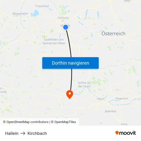 Hallein to Kirchbach map