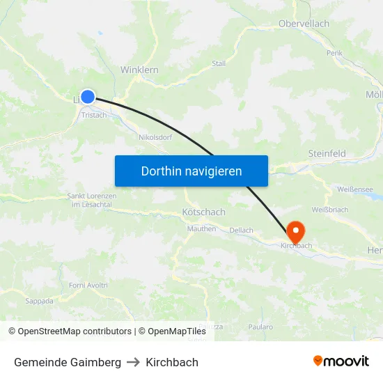 Gemeinde Gaimberg to Kirchbach map