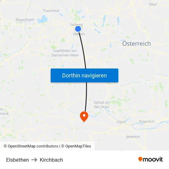 Elsbethen to Kirchbach map