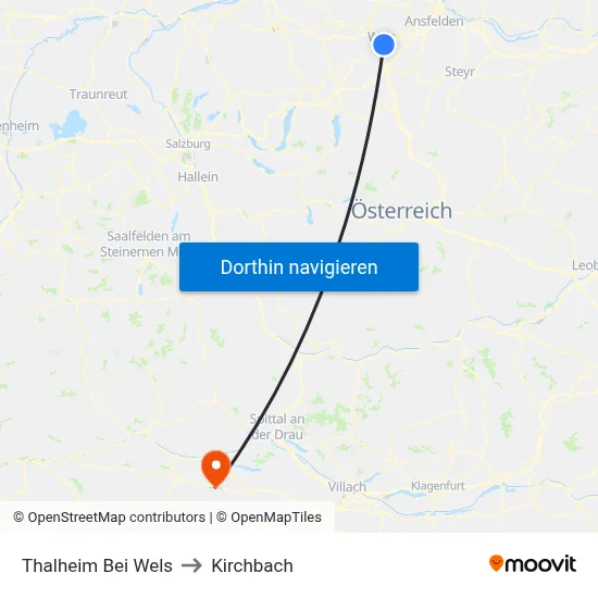 Thalheim Bei Wels to Kirchbach map