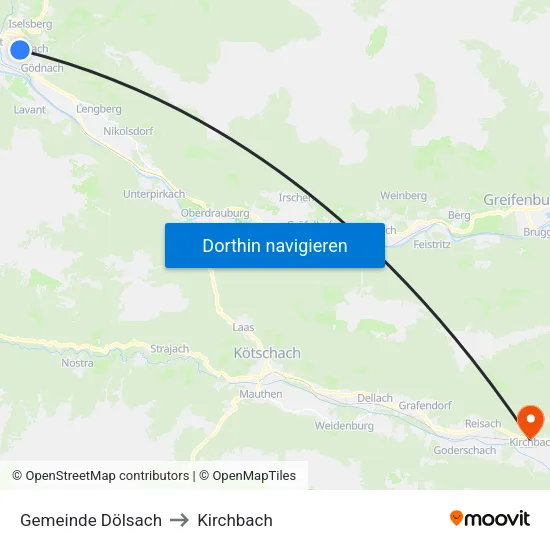 Gemeinde Dölsach to Kirchbach map