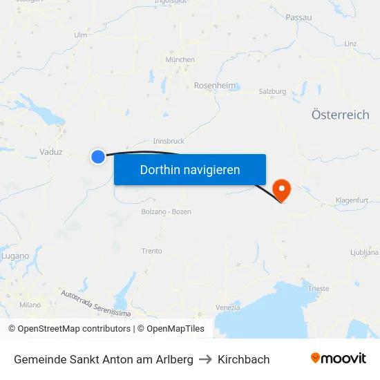Gemeinde Sankt Anton am Arlberg to Kirchbach map