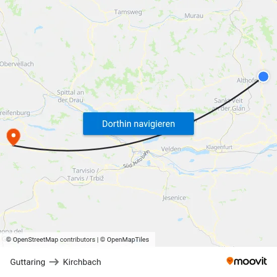 Guttaring to Kirchbach map