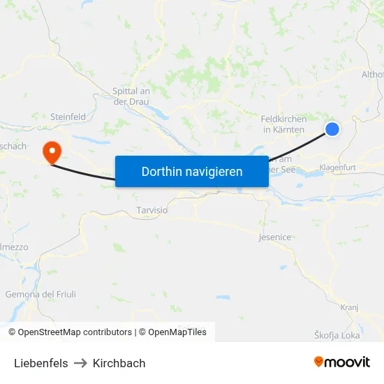 Liebenfels to Kirchbach map