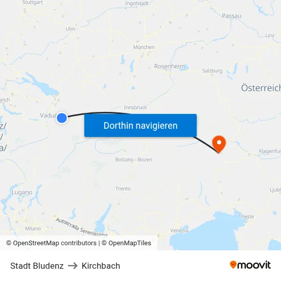 Stadt Bludenz to Kirchbach map