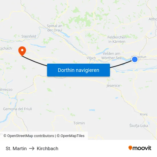 St. Martin to Kirchbach map
