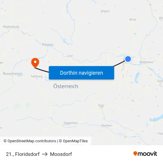 21., Floridsdorf to Moosdorf map