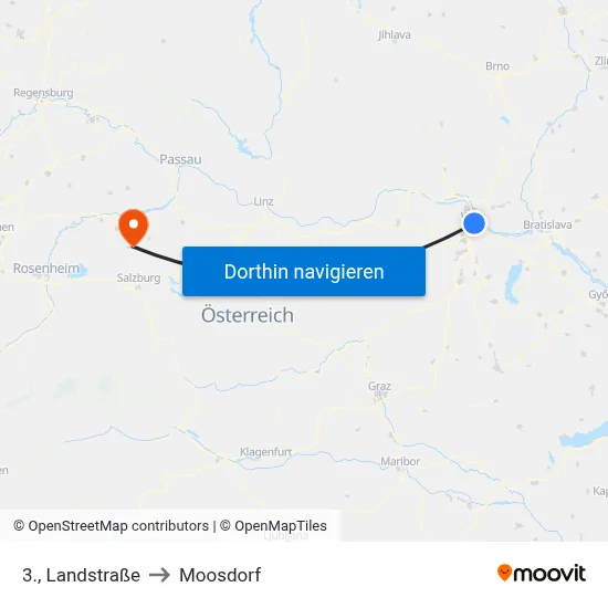 3., Landstraße to Moosdorf map