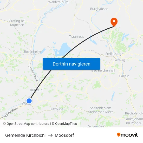 Gemeinde Kirchbichl to Moosdorf map