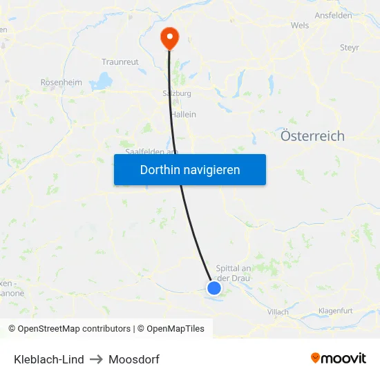 Kleblach-Lind to Moosdorf map