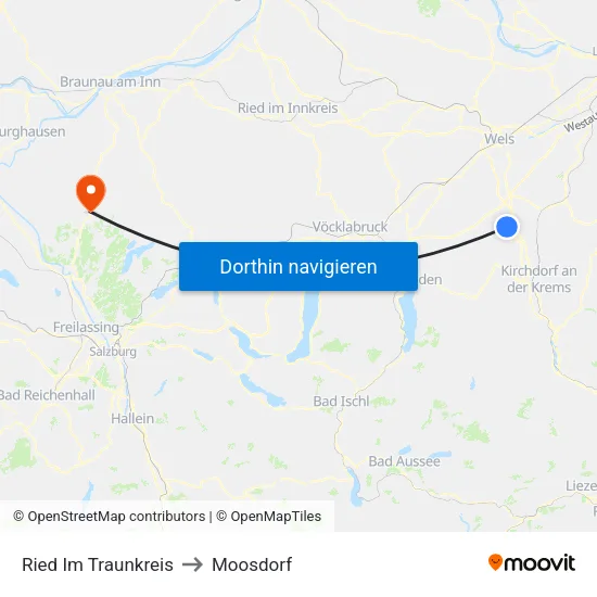 Ried Im Traunkreis to Moosdorf map