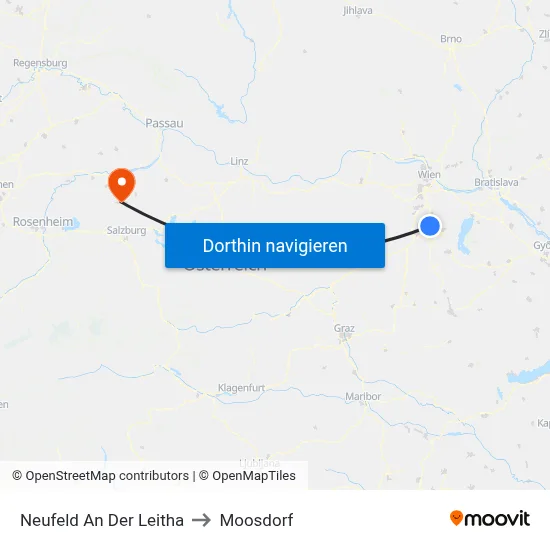 Neufeld An Der Leitha to Moosdorf map
