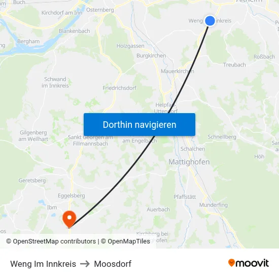 Weng Im Innkreis to Moosdorf map