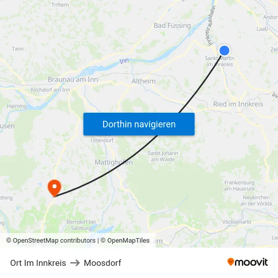 Ort Im Innkreis to Moosdorf map