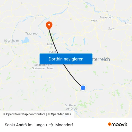 Sankt Andrä Im Lungau to Moosdorf map